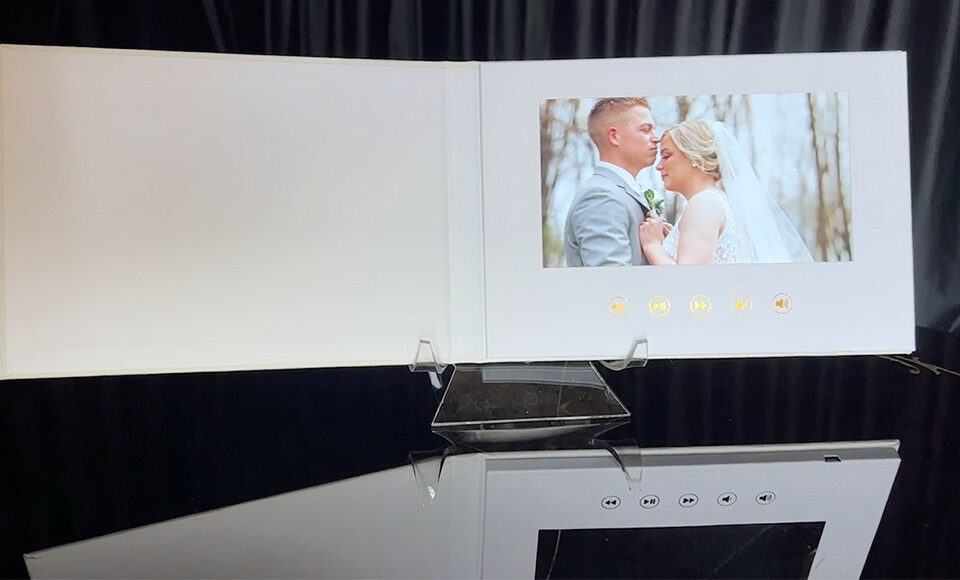 The Motion Books (Our Wedding - Gold Foil) | Video Book That Plays Your Wedding Video | Card with Video Display Wedding Video Book Wedding Video Album